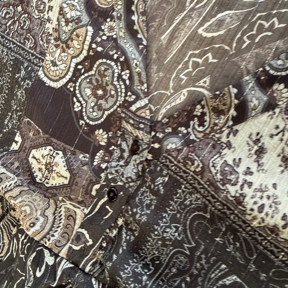 ZARA Boho Paisley Tiered Mini Dress Size M Sheer Long Sleeve Babydoll Tunic - Picture 9 of 16